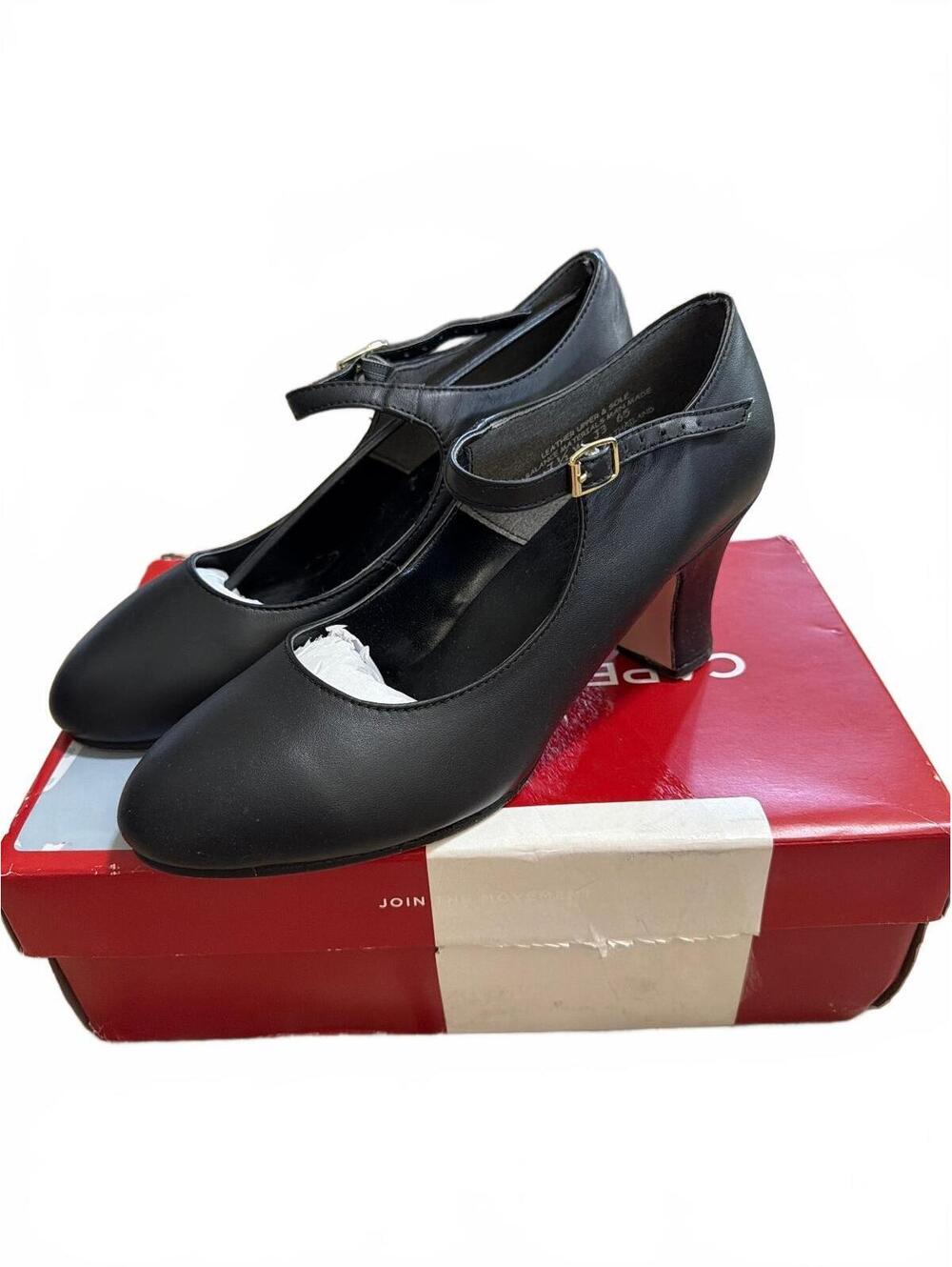 Capezio Black Leather Mary Jane Heels Dance Shoes Size 7.5W Worn Once